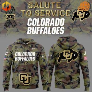 Salute to Service hoodie for Colorado Buffaloes fans with camouflage accents and bold graphics.