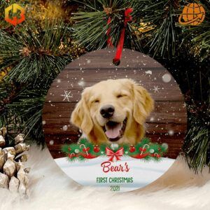 Dog and cat lovers can celebrate the season with a custom photo Christmas ornament featuring their furry friend.