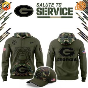 Camo hoodie with Georgia Bulldogs logo and American flag