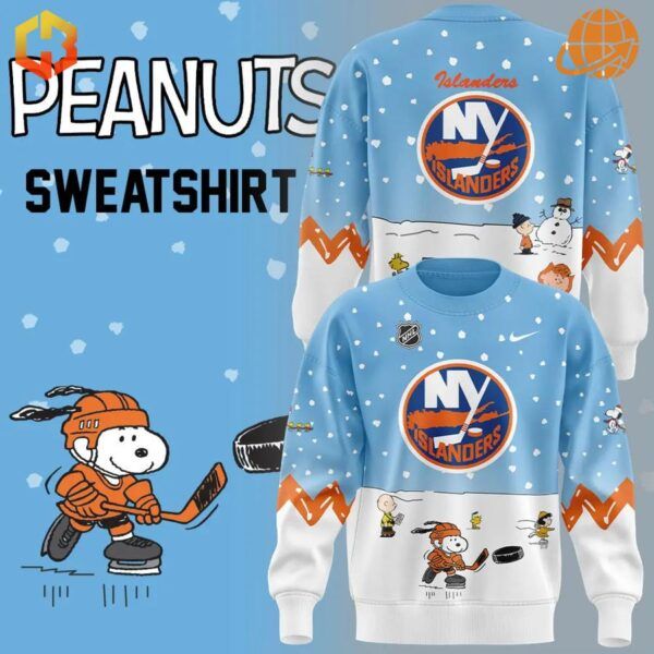 Celebrate the season with the playful and cozy lighter variant of the New York Islanders Peanuts Snoopy Night Sweatshirt.