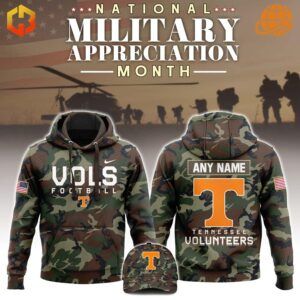 Camo Hoodie with Tennessee Volunteers Logo and American Flag