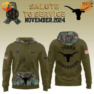 Camo Hoodie with Texas Longhorns Logo and American Flag