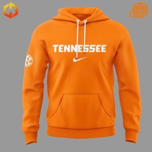 Close-up of orange Tennessee Lady Vols Basketball Hoodie with white text and Nike logo.