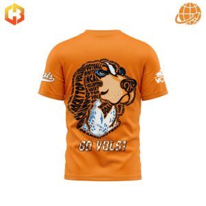 Tennessee Volunteers T-Shirt with typographic Smokey mascot design and 'GO VOLS!' text on back