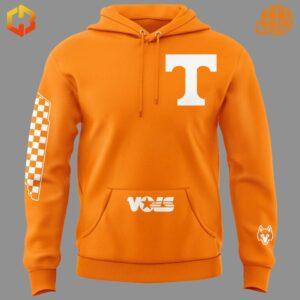 Front view of Tennessee Volunteers Neyland Stadium Hoodie featuring "T" logo and "VOLS" text.