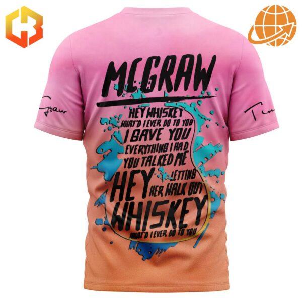 Back design of Tim McGraw Standing Room Only Shirt with lyrics