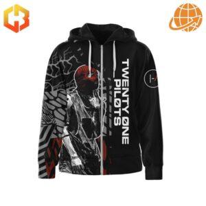 Full view of the Twenty One Pilots Fairly Local Hoodie showcasing front and back designs.