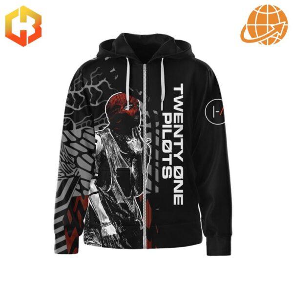 Full view of the Twenty One Pilots Fairly Local Hoodie showcasing front and back designs.