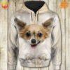 Unisex Chihuahua Cute Face 3D Hoodie with detailed design and a zipper, perfect for dog lovers.