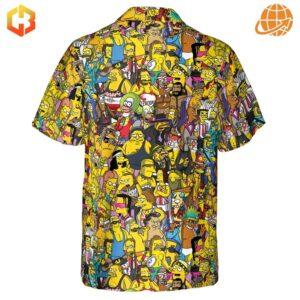 Back view of WWF Simpsons Hawaiian Shirt displaying full character print coverage.