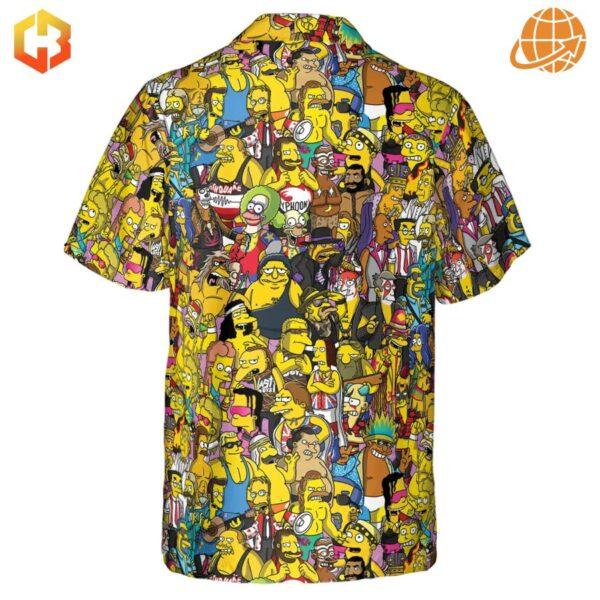 Back view of WWF Simpsons Hawaiian Shirt displaying full character print coverage.