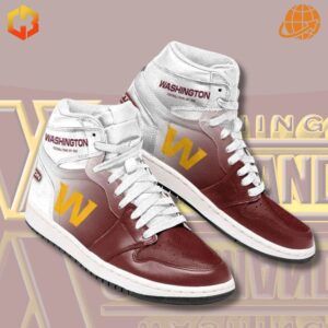 Custom-designed Washington Commanders Air Jordan 1 sneakers featuring the team's branding