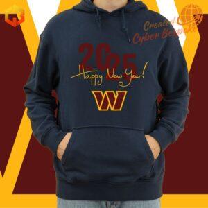 Washington Commanders Happy New Year 2025 Hoodie in burgundy and gold with team logo