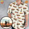 Front view of the Wild West John Wayne Hawaiian Shirt with vibrant Western-themed graphics.