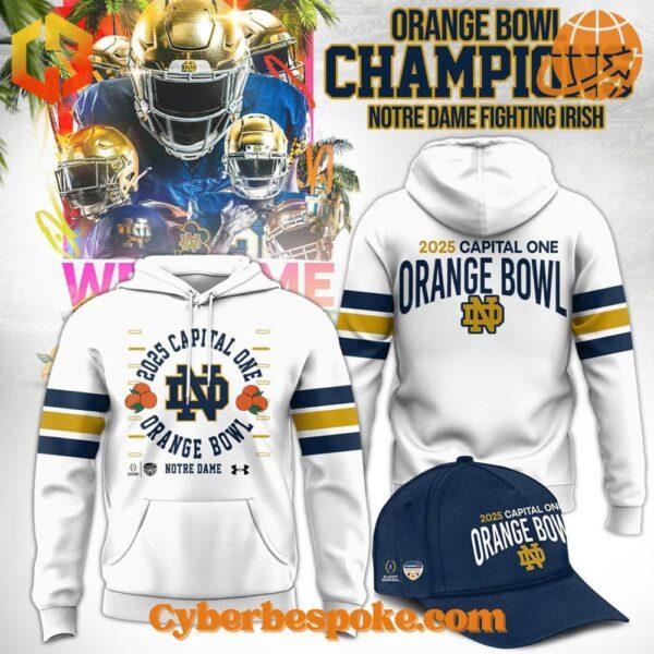 2025 Orange Bowl Champions Notre Dame Fighting Irish hoodie featuring team logo and championship graphics