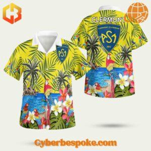 ASM Clermont Auvergne Rugby Hawaiian shirt with team logo and tropical design