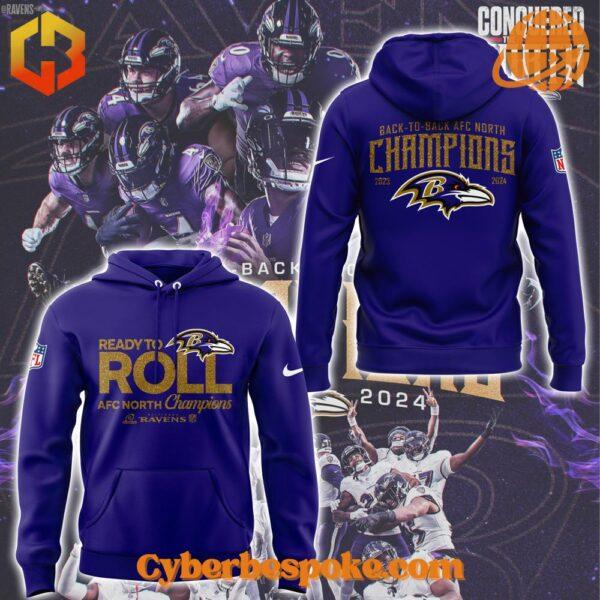 Baltimore Ravens 2024 AFC North Division Champions Hoodie in purple.