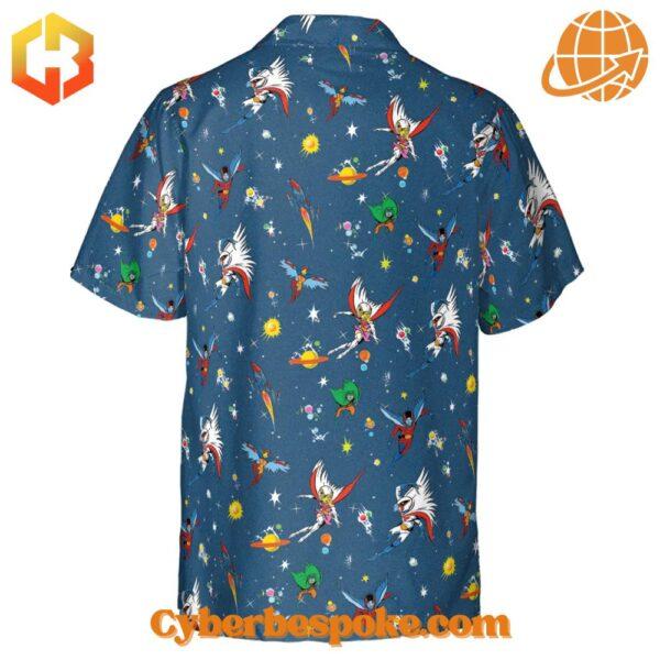 Back view of Battle of the Planets Hawaiian shirt