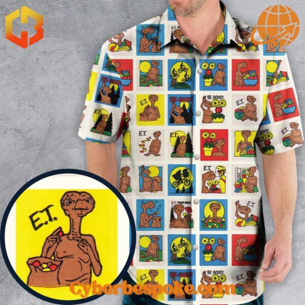 Be Good E.T. The Extra Terrestrial Hawaiian Shirt front view.