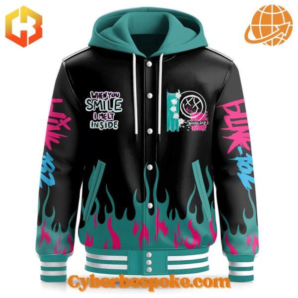 Blink When You Smile I Melt Inside Hooded Baseball Jacket perfect for everyday wear.