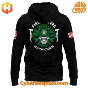 Back design of Boston Celtics Firefighter Appreciation Night Hoodie