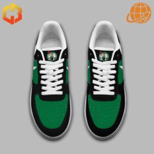 Top view of Boston Celtics Nike Air Force 1 shoes