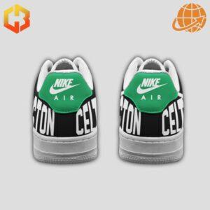 Rear view of Boston Celtics Nike Air Force 1 shoes