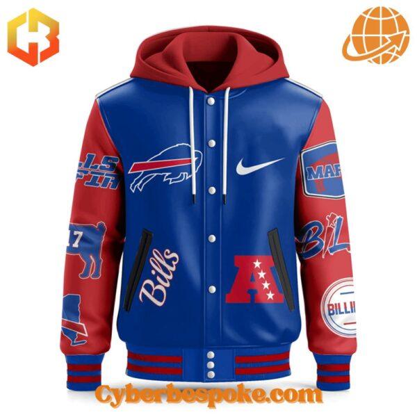 Versatile Buffalo Bills Afc East Champions Hooded Baseball Jacket designed for comfort, style, and durability.