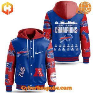 Versatile Buffalo Bills Afc East Champions Hooded Baseball Jacket designed for comfort, style, and durability.