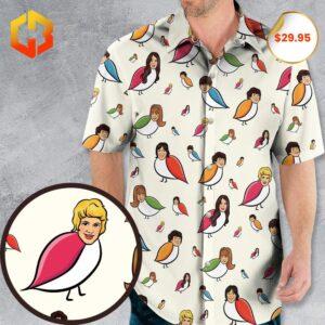 A colorful Hawaiian shirt featuring The Partridge Family cartoon-style designs and '2025' branding