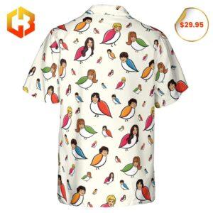 A cheerful Hawaiian shirt blending The Partridge Family’s iconic style with bold, tropical patterns.