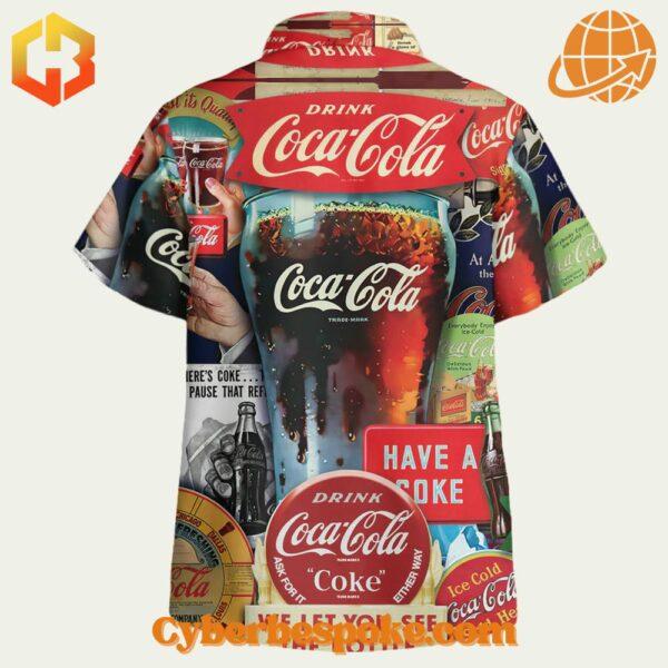 Vintage-inspired Coca-Cola Hawaiian shirt with a nostalgic Decades of Tradition design