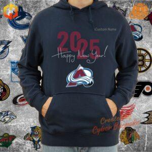 Colorado Avalanche unisex hoodie in burgundy and blue, featuring the team’s logo, designed for the 2025 New Year edition