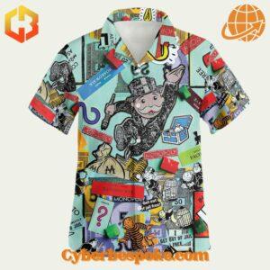 Hawaiian shirt with a playful Monopoly design, perfect for adding a pop of color to any outfit