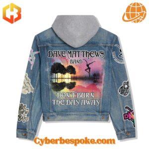 Close-up of Dave Matthews Band "Don't Burn The Day Away" denim jacket back design