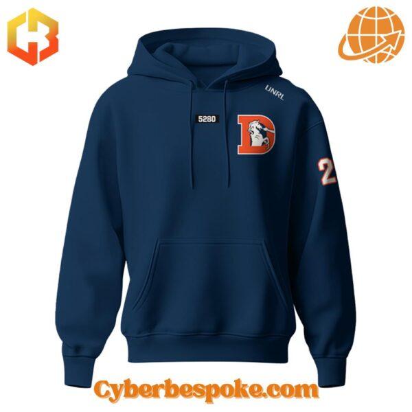 Unique 3D-designed Denver Broncos Navy Hoodie, blending artistic visuals with everyday wear.