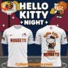 Denver Nuggets Hello Kitty Night Shirt with front Nuggets logo and Hello Kitty graphic