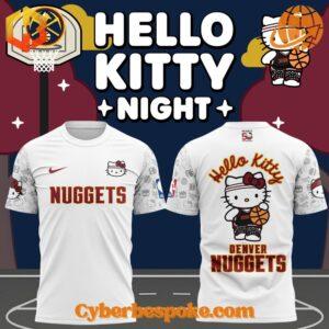 Denver Nuggets Hello Kitty Night Shirt with front Nuggets logo and Hello Kitty graphic