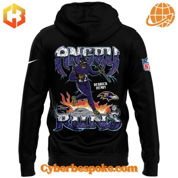 Back view of Derrick Henry Baltimore Ravens Angry Runs Hoodie.