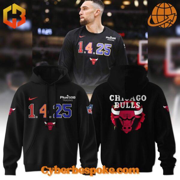 The front design highlights "1.4.25" lettering and the iconic Chicago Bulls logo, accompanied by official branding.