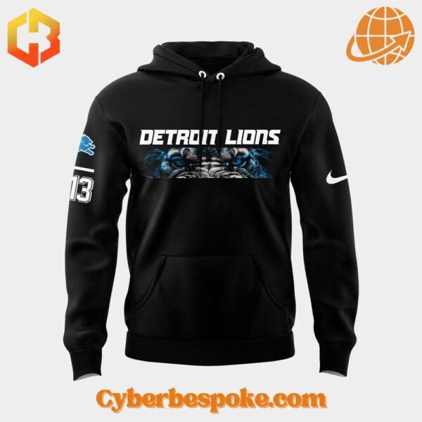 Front of Detroit Lions black hoodie with team branding