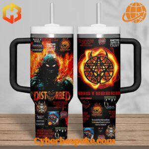 Disturbed Band Logo Tumbler Oz with sleek design, perfect for hot and cold drinks.