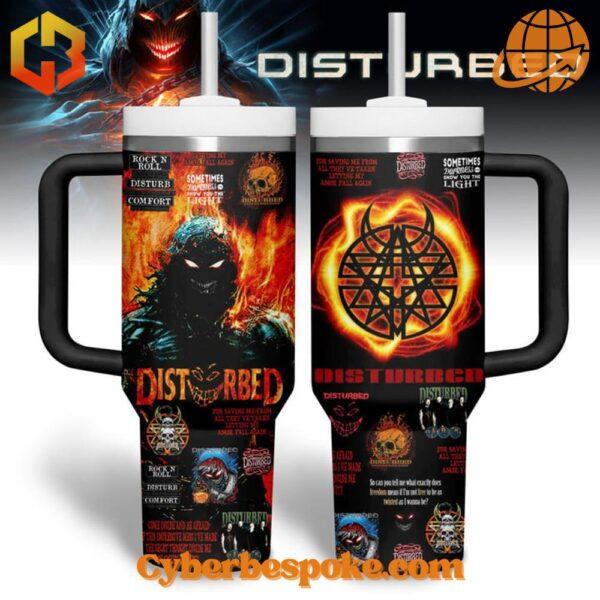 Disturbed Band Logo Tumbler Oz with sleek design, perfect for hot and cold drinks.