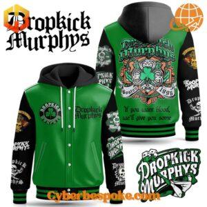 Versatile Dropkick Murphys Hooded Baseball Jacket designed for comfort, style, and durability.