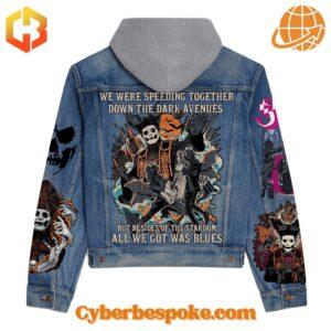 Ghost Band Hooded Denim Jacket - Back View