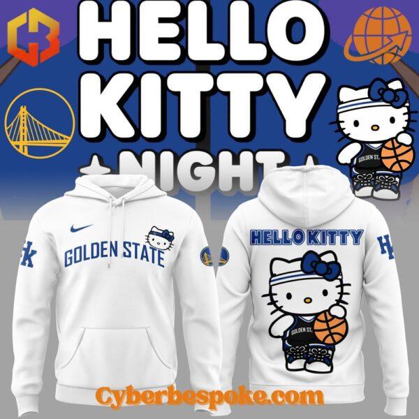 Golden State Warriors Hello Kitty white hoodie front view