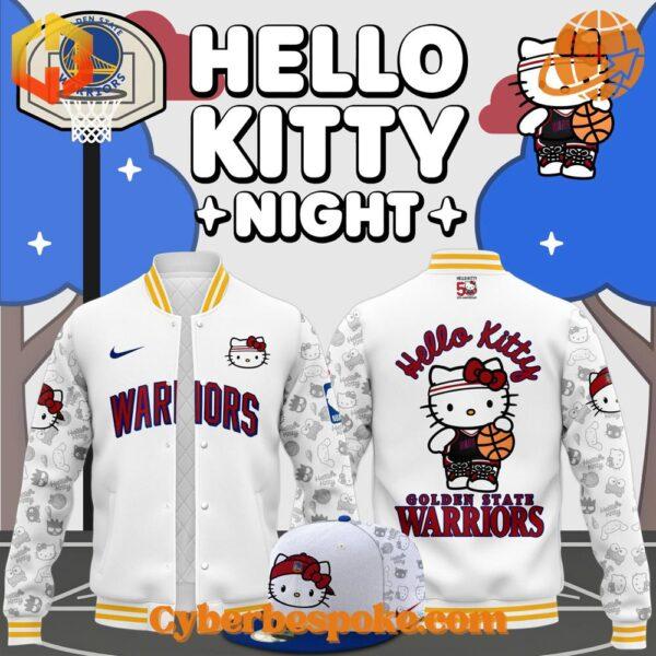 Golden State Warriors Hello Kitty Night Baseball Jacket collection display