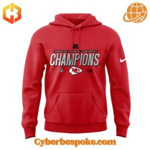 Unique 3D-designed Kansas City Chiefs Afc Champions Locker Room Trophy Collection Hoodie, blending artistic visuals with everyday wear.