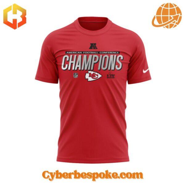 Unique 3D-designed Kansas City Chiefs American Football Conference Champions Shirt, blending artistic visuals with everyday wear.