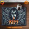 Cat exploring Kiss Band Gene Simmons Limited Doormat on wooden floor